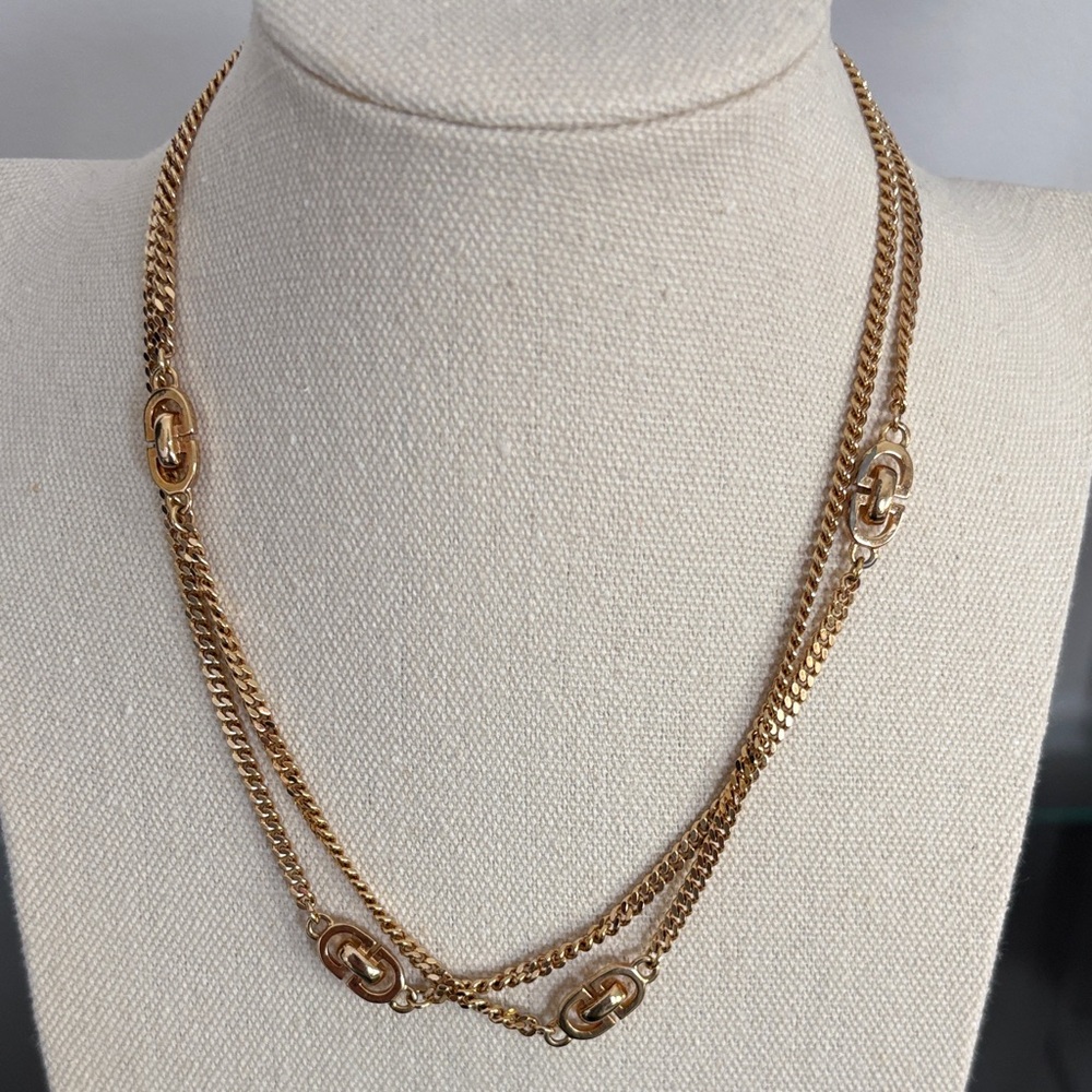 Dior Gold Double Chain Necklace - Picture 10 of 11